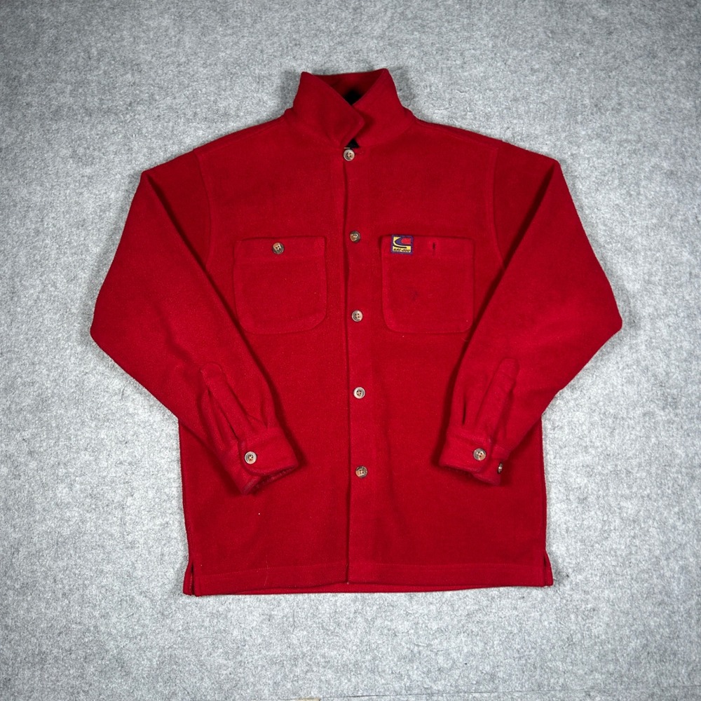 Vintage Ski-Doo Fleece Shirt Jacket Mens Medium Red Sno Gear Snowmobile